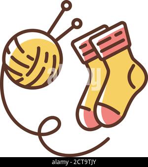 Hand knitted socks RGB color icon Stock Vector