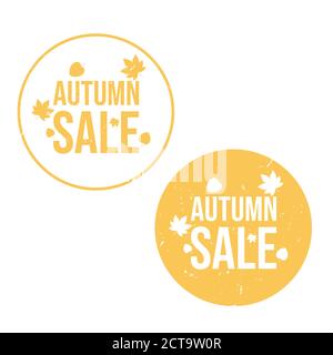 Sale seasonal autumn rubber stamp sketch. Vector seal promo autumn sale fall, banner promotion texture rubber stamp illustration. Autumnal shopping ad Stock Vector