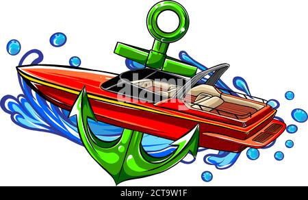 Vector Illustration with Boat Graphics on White Background. Stock Vector