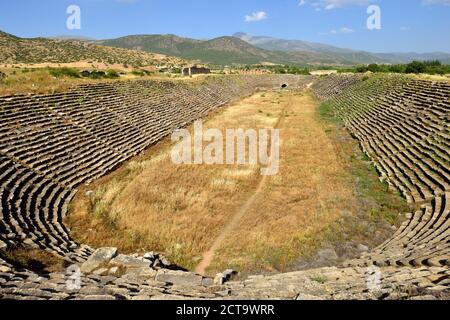 Turkey, Aydin Province, Caria, antique stadium at the archaelogical site of Aphrodisias Stock Photo