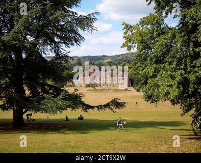 A summer day in Reigate Priory Park with Reigate Hill and the North Downs in the background, Reigate Surrey England UK Stock Photo