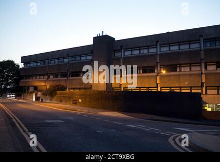 Warwickshire County Council offices at dusk, Barrack Street, Warwick, Warwickshire, England, UK Stock Photo