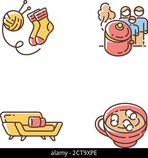 Hyggelig time RGB color icons set Stock Vector
