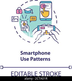 Smartphone use patterns concept icon Stock Vector