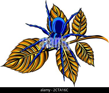 Hand Drawn Spider Illustration - Vector Design For Halloween And Other Compositions. Stock Vector