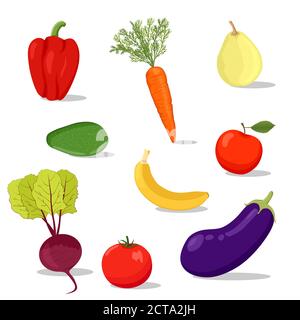 fresh cartoon veget and fruit Stock Vector