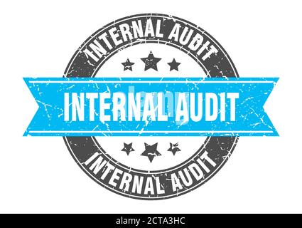 internal audit round stamp with ribbon. sign. label Stock Vector