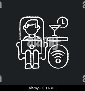 Lounge car chalk white icon on black background Stock Vector