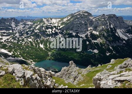 Montenegro, Crna Gora, View from Planinica towards Skrcko Lake and Prutas mountain, Durmitor National Park Stock Photo