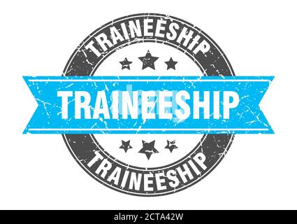 traineeship round stamp with ribbon. sign. label Stock Vector