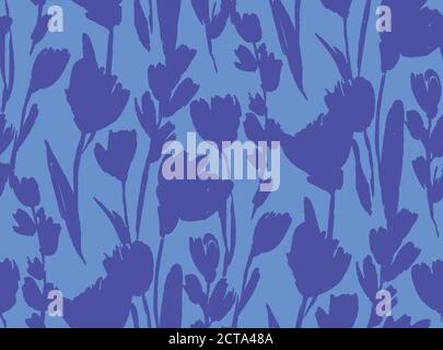 Irises flowers vector seamless background pattern hand drawn. Vector illustration. Textile design, wrapping paper. Stock Vector