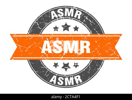 asmr round stamp with ribbon. sign. label Stock Vector