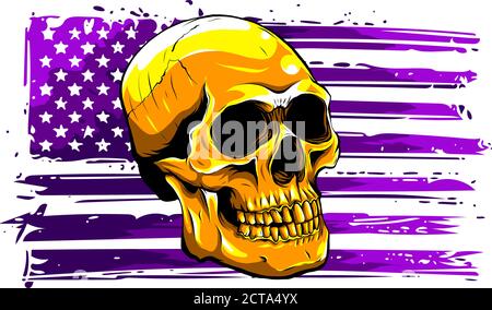 Skull and flag usa. Vector illustration graphics Stock Vector