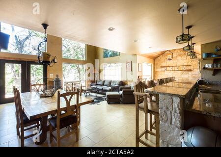 USA, Texas, Rustic Home Interior Stock Photo