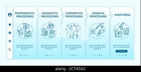 Medical procedures types onboarding vector template Stock Vector