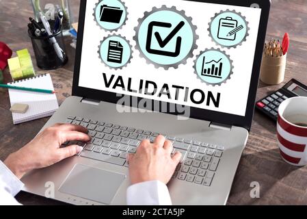 Validation concept shown on a laptop screen Stock Photo