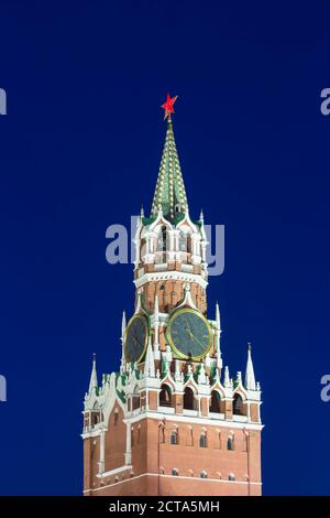 Russia, Moscow, view to Spasskaya Tower by night Stock Photo