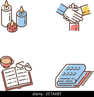Heart-warming style RGB color icons set Stock Vector