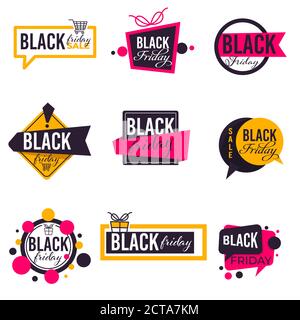 Black Friday sales and promotions, autumn promo banners Stock Vector