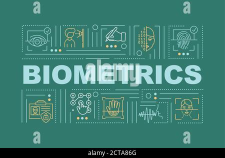 Types of biometrics word concepts banner Stock Vector