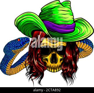 skull king with snake vector illustration design Stock Vector