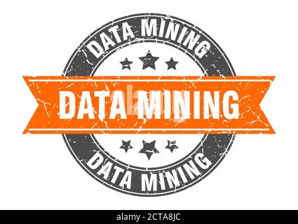 data mining round stamp with ribbon. sign. label Stock Vector