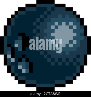 Bowling Ball Eight Bit Pixel Art Sports Game Icon Stock Vector