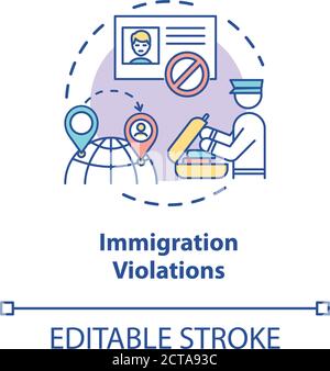 Immigration violations concept icon Stock Vector