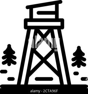 rescue forest tower icon vector outline illustration Stock Vector