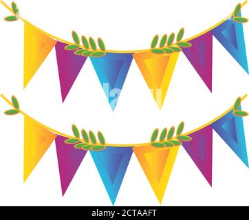 decorative garland of the indian festival on white background vector illustration design Stock Vector