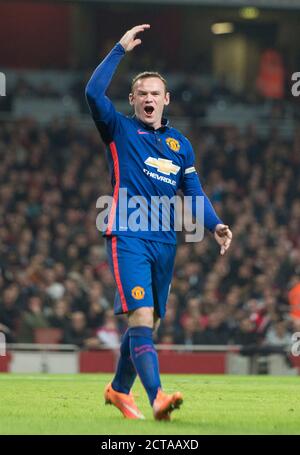 Wayne Rooney celebrates scoring. Arsenal v Manchester United Picture