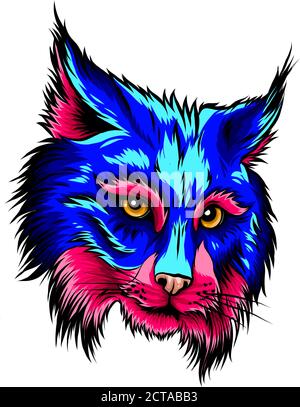 Lynx head mascot logo vector illustration graphics Stock Vector