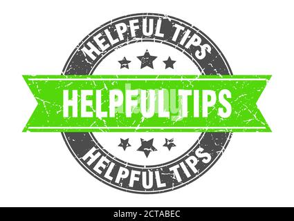 helpful tips round stamp with ribbon. sign. label Stock Vector