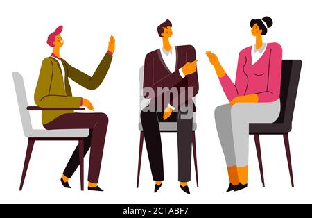 Psychotherapy of couple, wife and husband on counseling Stock Vector