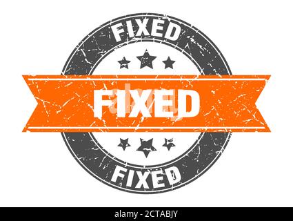 fixed round stamp with ribbon. sign. label Stock Vector