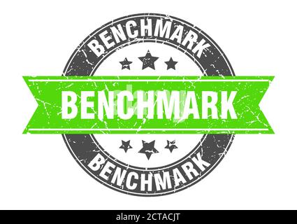 benchmark round stamp with ribbon. sign. label Stock Vector