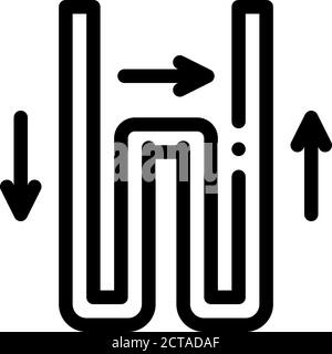 geothermal tube heating equipment icon vector outline illustration Stock Vector