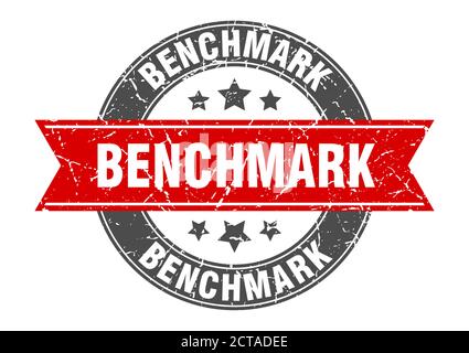 benchmark round stamp with ribbon. sign. label Stock Vector