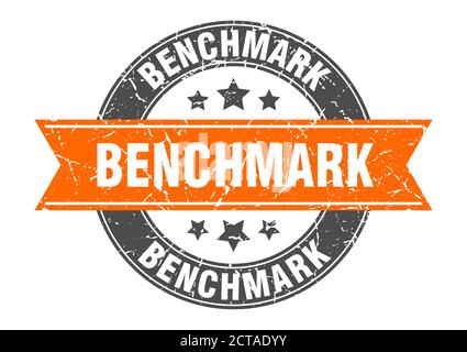 benchmark round stamp with ribbon. sign. label Stock Vector