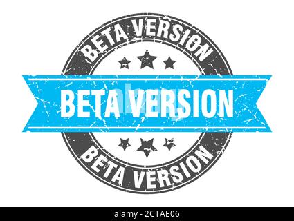 beta version round stamp with ribbon. sign. label Stock Vector
