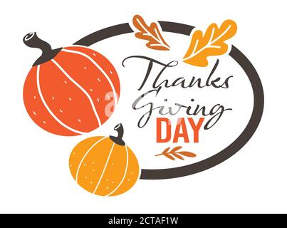 Thanksgiving day autumn holiday celebration, banner with pumpkins Stock Vector
