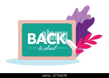 Back to school banner with blackboard and chalk Stock Vector