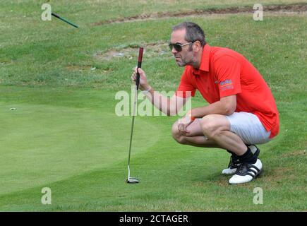 CHISWICK,LONDON,UK: JULY 16th 2010.  Northern Irish actor James Nesbitt participates in the Leuka Charity Mini-Masters Golf at the Dukes Meadows Golf Stock Photo