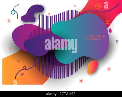 Abstract Banner with Ultra color gradient shape isolated on white background.  Unique abstract graphic elements. Minimal modern style composition. EPS Stock Vector