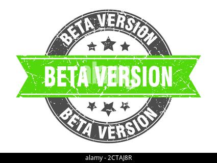 beta version round stamp with ribbon. sign. label Stock Vector