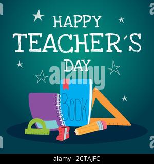 happy teachers day, poster, brochure, banner and greeting card vector illustration design Stock Vector