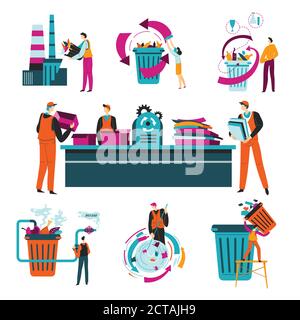 Recycling process, waste separation and reducing pollution on planet Stock Vector