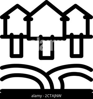 house natural heating icon vector outline illustration Stock Vector
