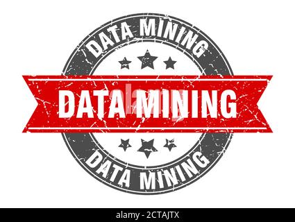 data mining round stamp with ribbon. sign. label Stock Vector