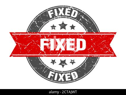 fixed round stamp with ribbon. sign. label Stock Vector